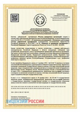 Приложение к сертификату для ИП Юбилейный Сертификат СТО 03.080.02033720.1-2020